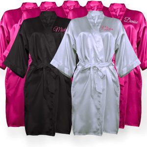 Custom Name Bridal Robe – Choose Your Text and Color