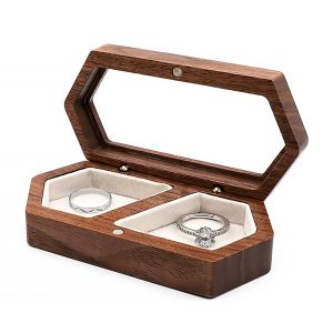 Wood Double Ring Box Jewelry