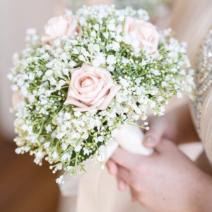Blush Rose & Baby’s Breath Bridesmaid Bouquet