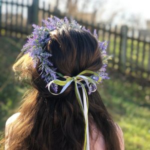 Boho Dried Flower Crown with Lavender & Wheat