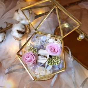 Glass Ring Box with Dried Flowers