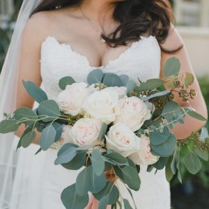 Mono Greenery Bridal Bouquet with Eucalyptus & Olive